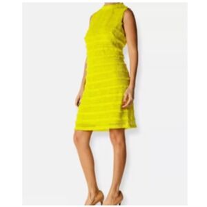 J.Crew Fringy‎ Lace Sheath Dress Size 8 Neon Yellow